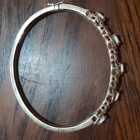 Opal and White Sapphires Bracelet .925 - Picture 3 of 9